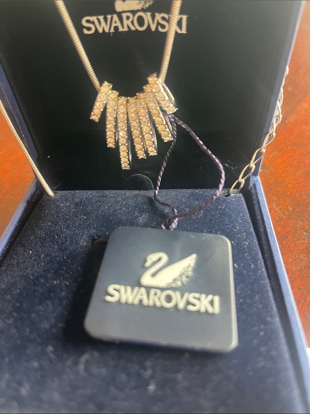 Swarovski Silver Crystal Multi-Ring Pendant Necklace - Picture 3 of 5